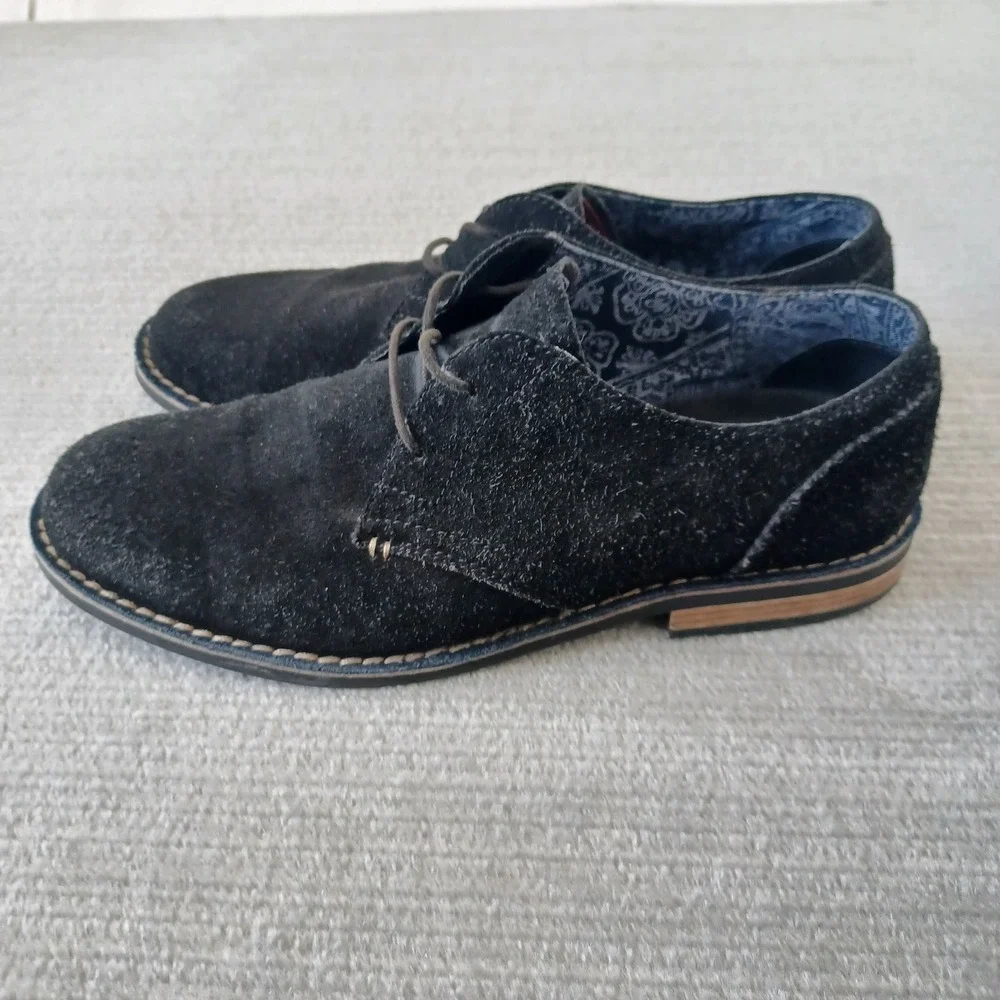 Original Penguin Waylon Oxford Shoes Men 9.5 Black Suede Contrast Stitch Lace-Up